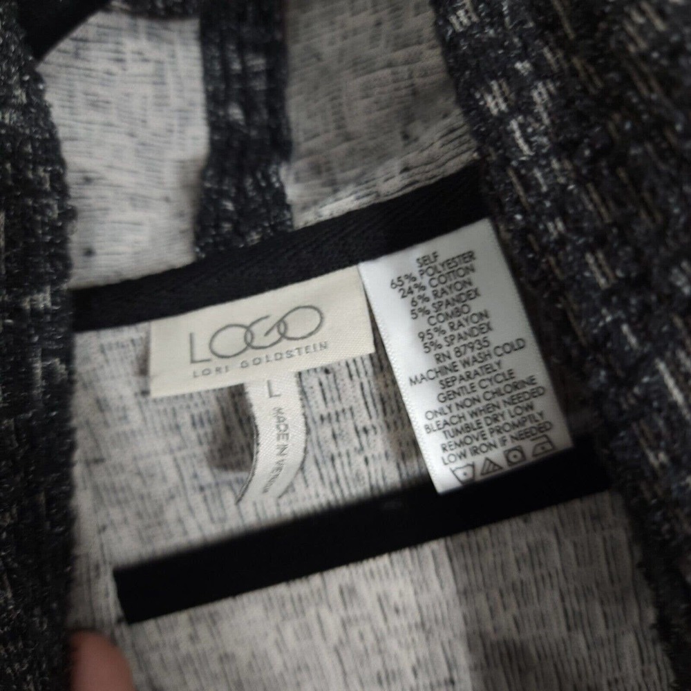 Logo Lori Goldstein Womens Cardigan Gray Knit Long Sleeve Open Front Sweater L - Picture 7 of 9